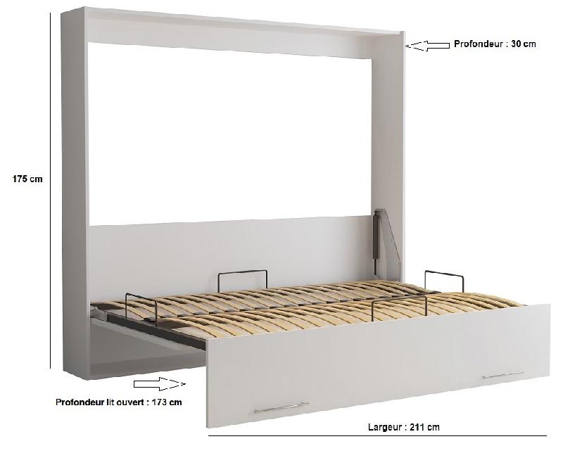 Armoire-lit escamotable Vertigo gris mat - Couchage quotidien 160x200 cm avec ouverture assistée_2