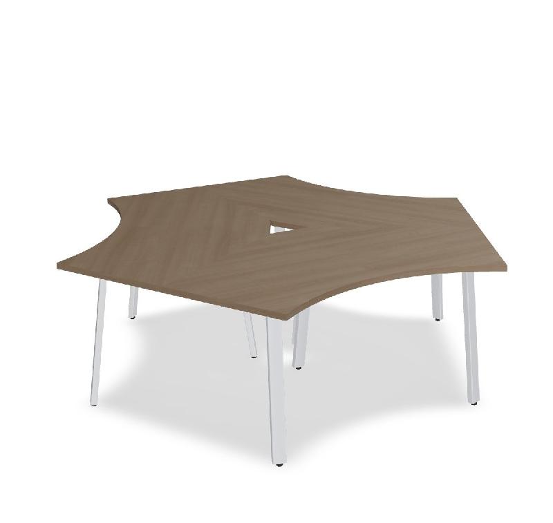 Bureau bench 3 personnes Ogi A - MDD. - Blanc 9010, Cacao_2