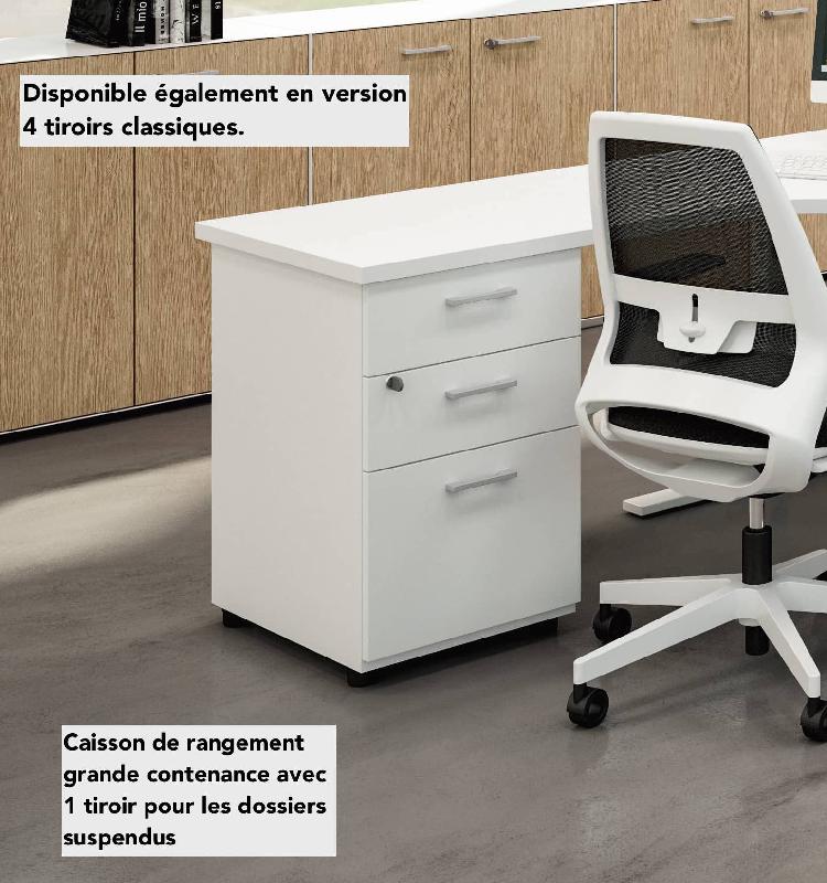 Bureau d'angle IdeaTube avec retour + caisson - Quadrifoglio - Blanc 9010, 180, Blanc, Droite_2