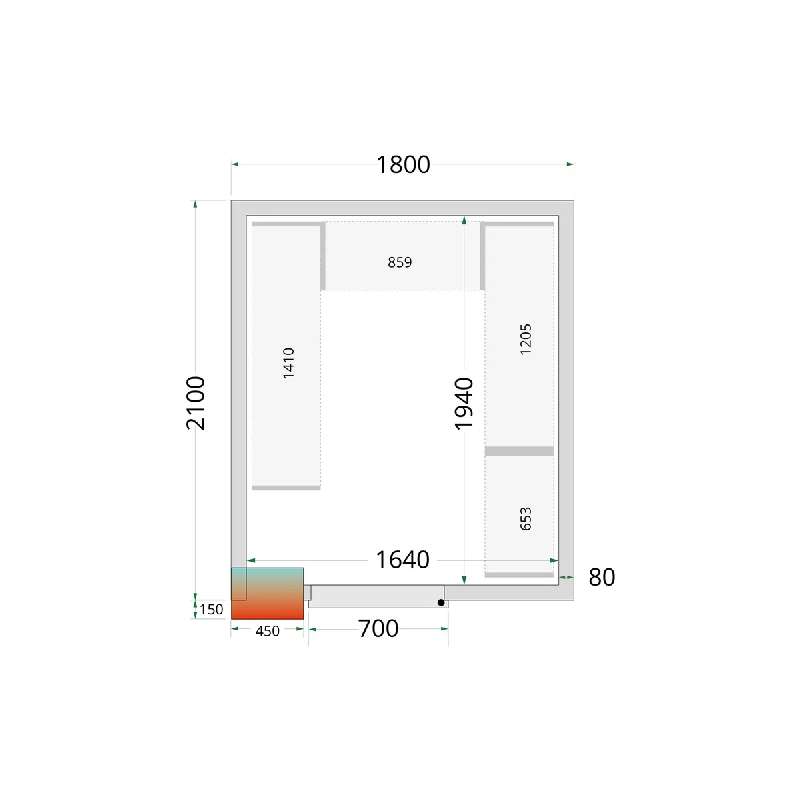 Chambre froide positive CRPF1821 Blanc 1800 x 2100 x 2200 mm TEFCOLD_2