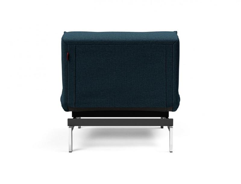 Fauteuil design convertible lit Splitback Chrome - tissu Argus Navy Blue - 90x115 cm - Innovation Living_2