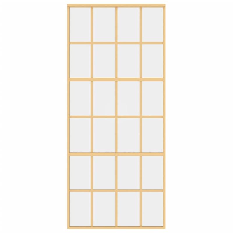 Vidaxl porte coulissante doré 90x205 cm verre esg clair et aluminium 155173_2
