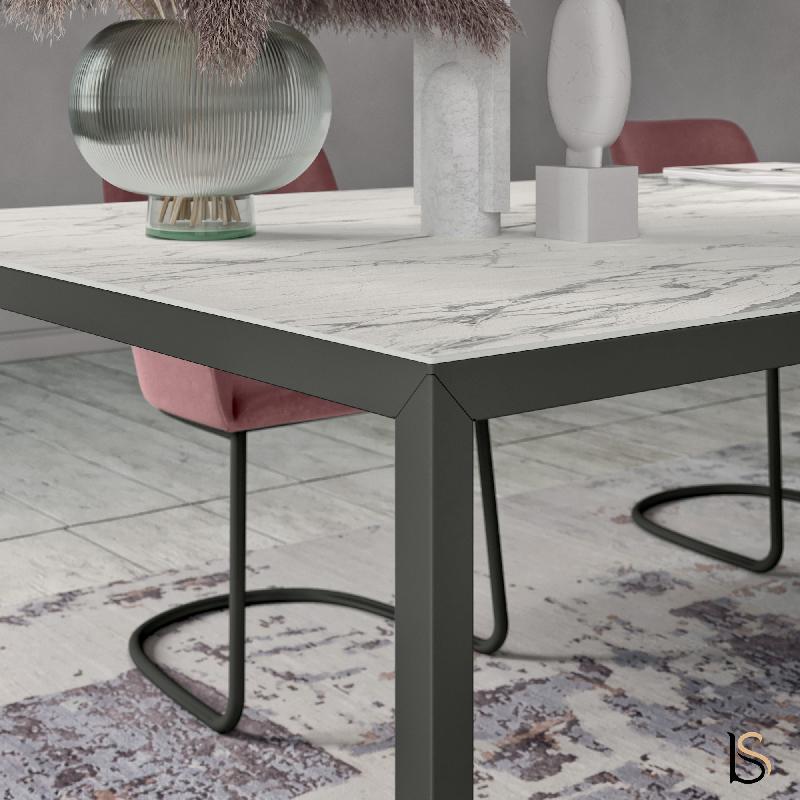 Table de réunion X6 - Officity - 200, Anthracite, Ceram veiné blanc_2