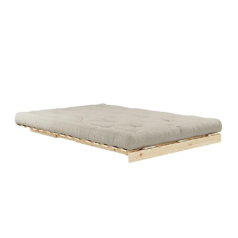 Canapé convertible futon ROOTS - Pin naturel - Tissu lin - Couchage 160x200 cm - Design japonais et scandinave_2