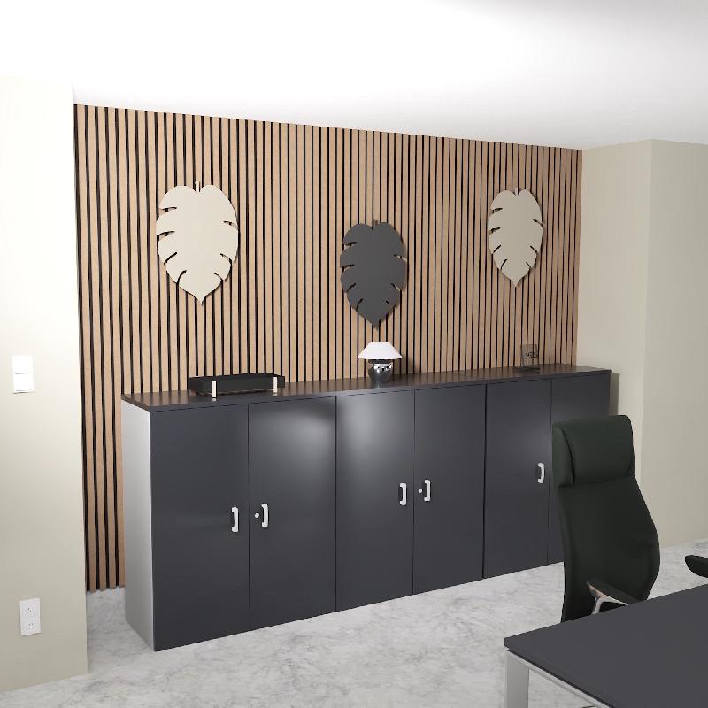 Armoire moyenne à portes battantes Haut. 121 cm - Mobel Linea - 80, Gris anthracite_2