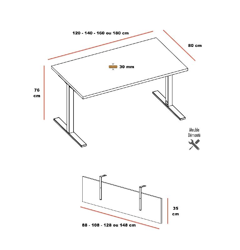 Bureau individuel Idea Tube - Quadrifoglio - 120, Anthracite, Blanc_2