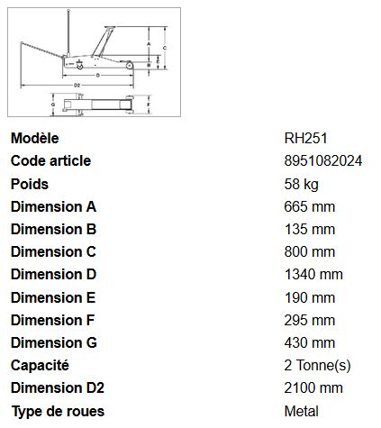 Rh251 - cric rouleur hydraulique en acier renforcé - Rodcraft - capacité 2T avec levée rapide et hauteur jusqu'à 800 mm_2