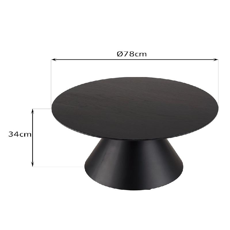 Table basse ronde noire DILA 78 cm - pieds coniques en fer - design moderne et robuste_2