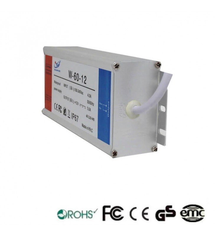 Alimentation 12V continu - 60W - 5A - Aluminium IP67 - Référence 12VIP60W - Certifié CE et ROHS_2