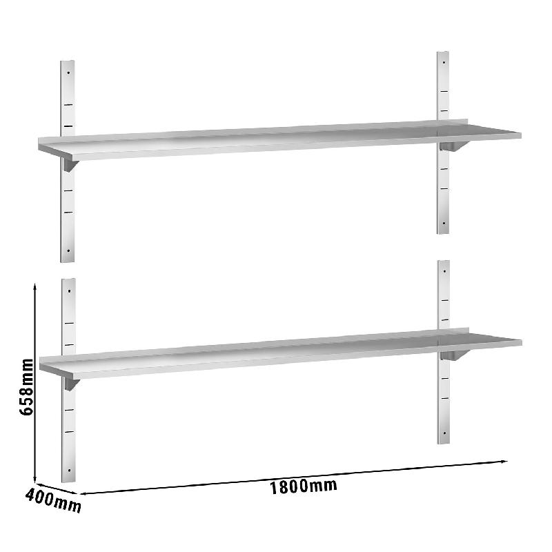 Etagères murales en inox 2 niveaux Profondeur 400 mm - 1800_2
