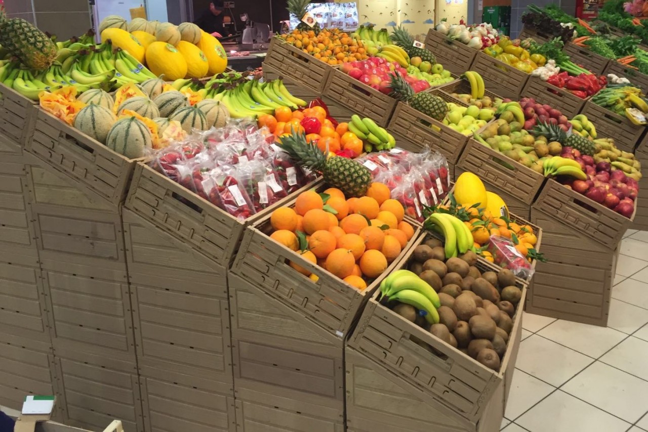 Présentoir pliable pour fruits et légumes respectueux de l'environnement