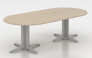 Table de réunion ovale évolutive Sigma - Mobel Linea - Blanc 9010, 250, Acacia clair_2