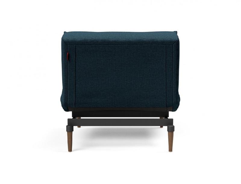 Innovation Living - Fauteuil Splitback Styletto Convertible Lit 90x115 cm - Pieds Fuseau Noyer - Tissu Argus Navy Blue_2