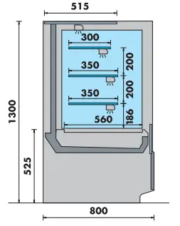 Vitrine service arrière  avec 4 niveaux de présentation idéale pour pâtisserie, boulangerie, sandwicherie et traiteur - CHARME_2