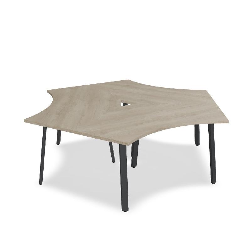 Bureau bench 3 personnes Ogi A - MDD. - Anthracite, Chêne Canadien_2