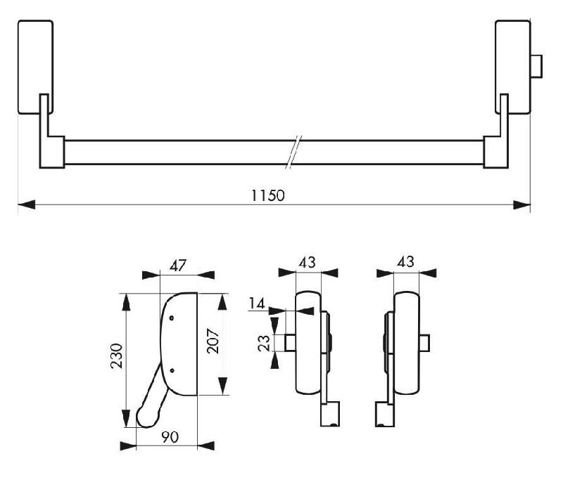 Serrure anti-panique 1 point latéral réversible - laqué blanc - pour porte maxi 1150 mm - norme CE NF EN1125 - Réf. 00009602 - THIRARD_2