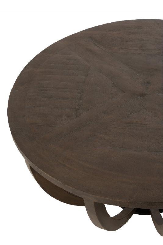 Table basse gigogne NIEF - piètement étoilé en manguier brun foncé et métal noir - diamètre 90 cm_2