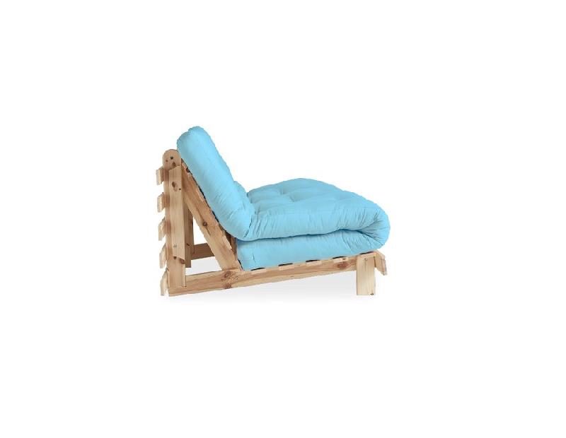 Canapé convertible futon ROOTS - Pin naturel bleu clair - Couchage 140x200 cm - Design japonais et scandinave_2