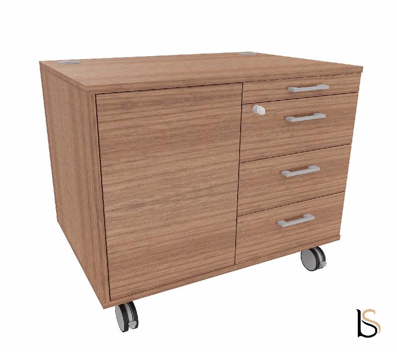 Desserte mobile avec 4 tiroirs et niche de rangement - QUADRIFOGLIO - Noyer Canaletto_2