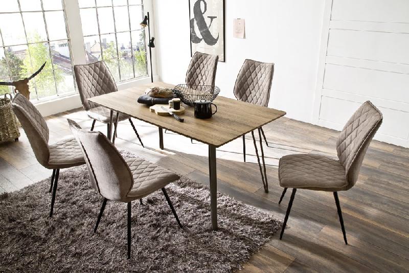 Lot de 2 chaises design NIME - tissu sable et pieds métal laqué anthracite - style rétro et confortable_2