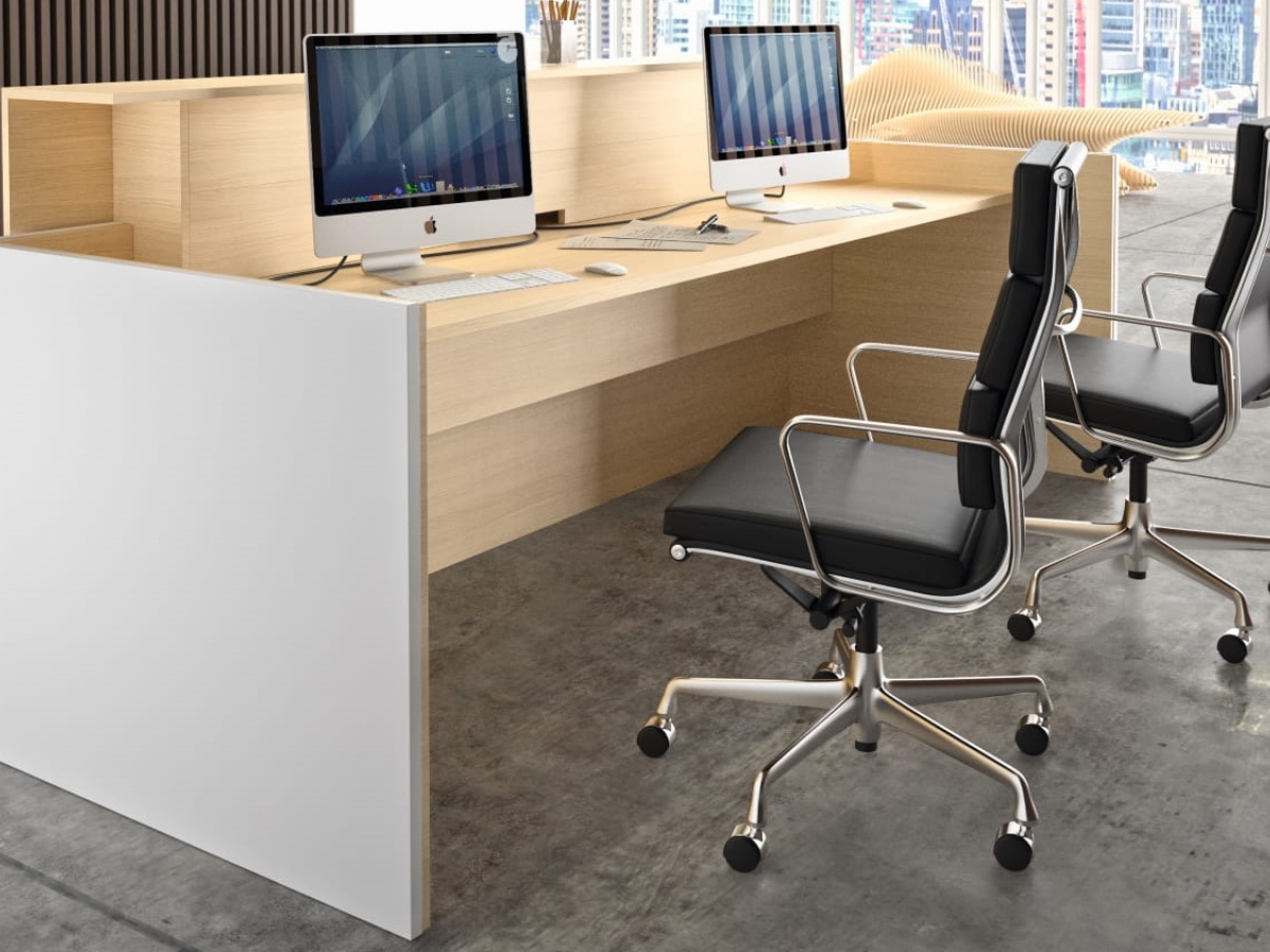 Banque d'accueil droite classique en bois - AVANT, design adaptable à tout environnement_2