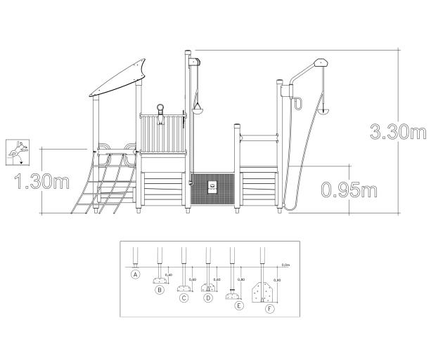 Structure multi-jeux 3 à 12 ans - Uniplay Poseidon 8061745 - Hags - Poteaux et panneaux bois, fondation à enterrer_2