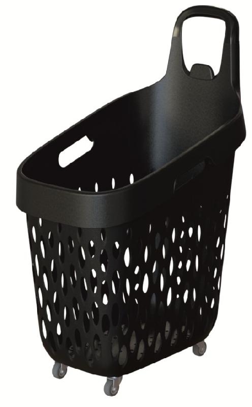 Panier à roulettes géant 73 litres - Hauteur 878 mm - Longueur 600 mm - Largeur 400 mm - Poids 2.9 Kgs - Capacité 40 Kgs - Coloris corbeille : Rouge, noir, vert - Coloris poignée : Noir - Roues multidirectionnelles 360° - Recyclable - Empilable jusqu_2