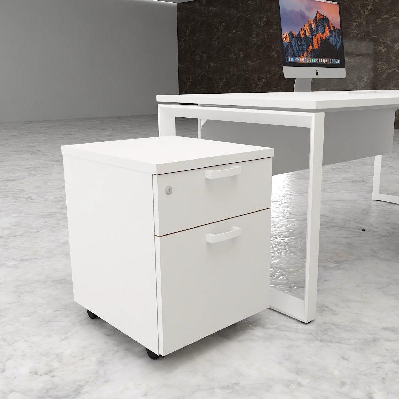 Caisson mobile avec tiroir pour dossiers suspendus - Mobel Linea - Blanc pastel, Blanc pastel_2