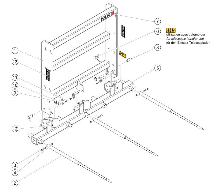 Pique-bottes Manubal L6000 avec largeur hors tout de 1800 mm