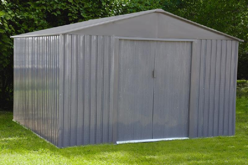 Abri jardin métal - aspect bois vieilli 1010 - 9,66 m² - gris_2