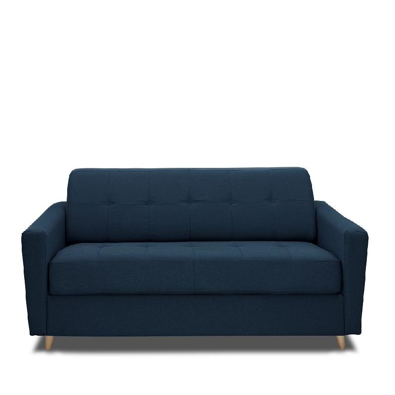 Canapé MEZZANO convertible express - Matelas 16 cm - Sommier métal 140 cm - Tissu tweed bleu nuit - Design scandinave_2