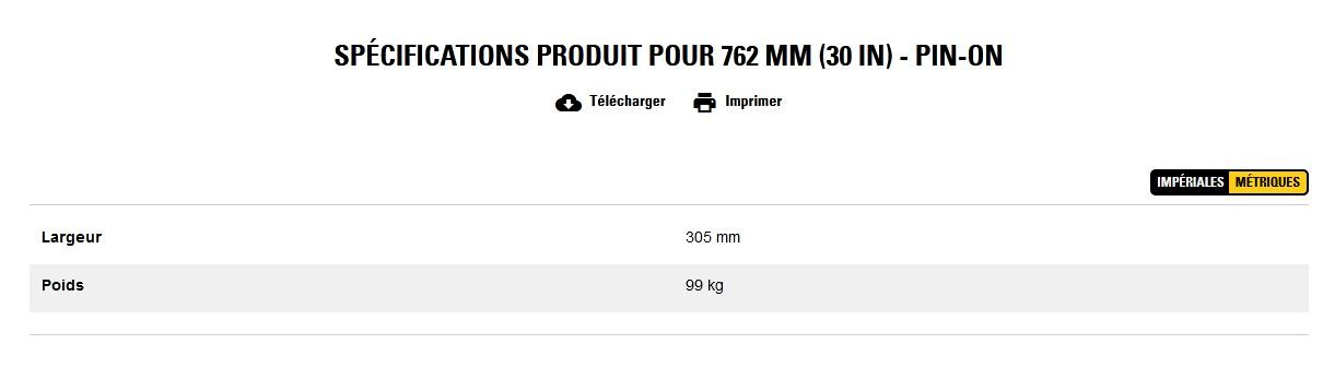 Godet d'excavation à l'arrière de la chargeuse pelleteuse - caterpillar finance france - extra-robuste - 762 mm (30 in) - pin-on - poids 99 kg_2