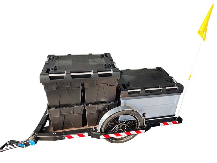 Remorque mécanique utilitaire, agile et performante destinée aux livreurs et cyclo-logisticiens - Capacité 200kg - Runner_2