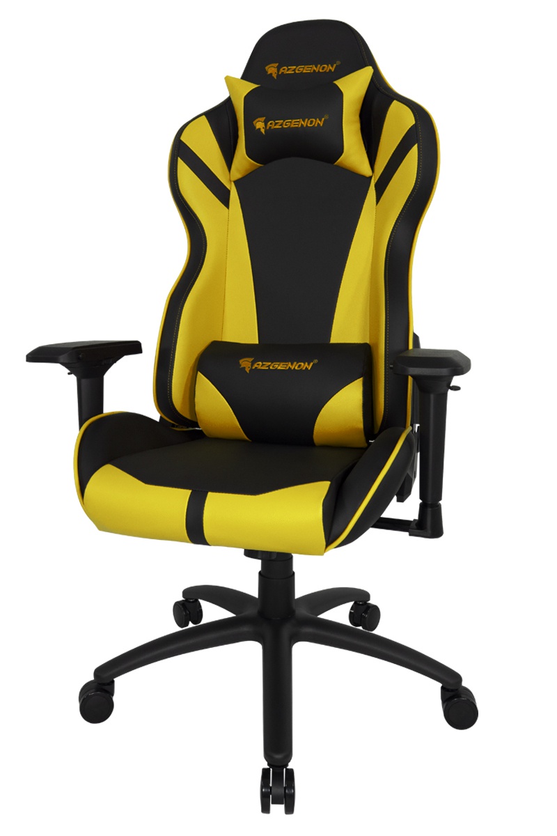 Fauteuil de bureau ergonomique AZGENON Z300 Jaune - réglable avec coussin appui-tête et accoudoirs 4D - Réf : AZG_Z300_BKYLW_2