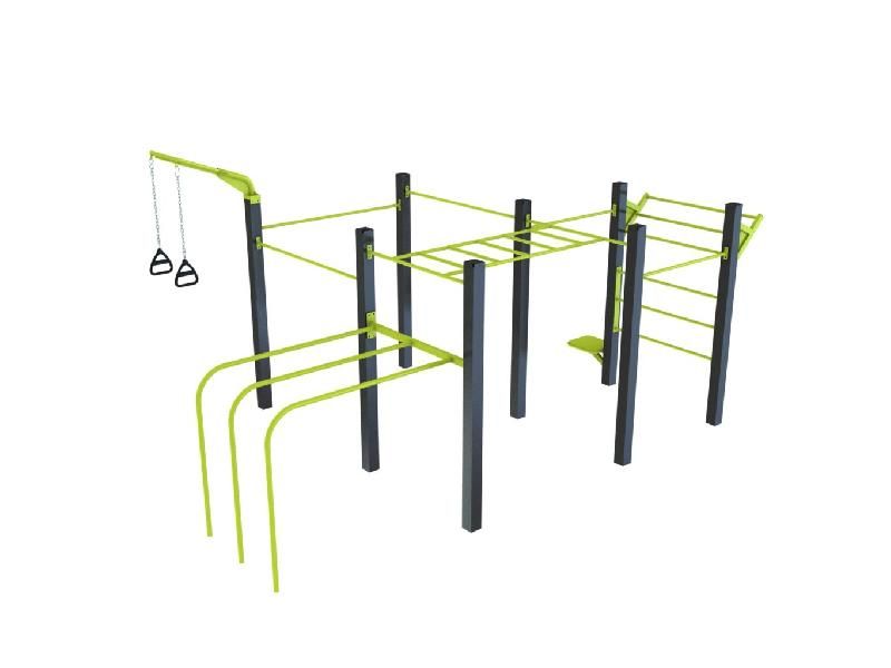 Station MIX V2 avec barres de traction, anneaux et pont de singe - Gamme Street Workout DAMAPRO_0