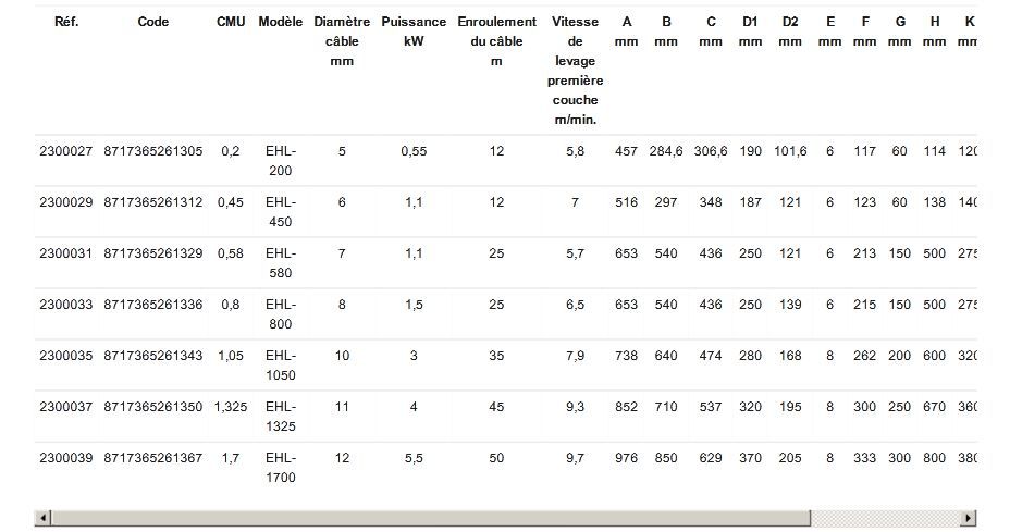 Treuil de levage électrique EHL - vis sans fin - Rema Holland B.V - alimentation 400V - moteur freinée_2