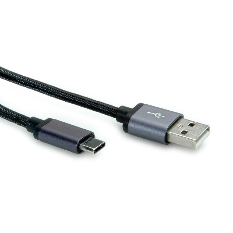 ROLINE Câble USB 2.0, C-A, M/M, noir, 0,8 m_2