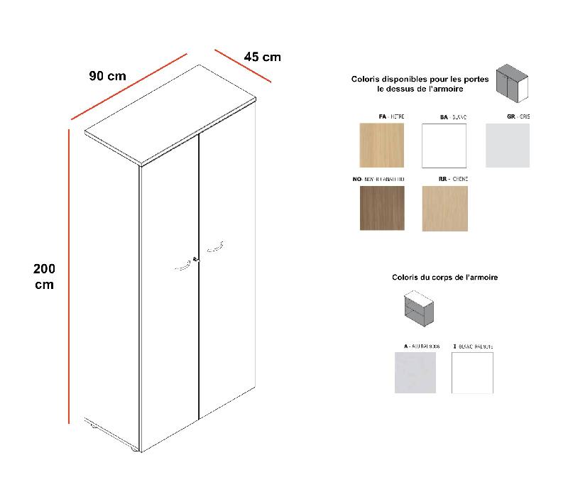 Armoire haute avec portes battantes - Quadrifoglio - Blanc pastel, Noyer Canaletto_2