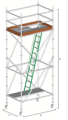 Échafaudages roulants MEKA 48 - Dacame France SAS - tube d’acier de diamètre 48,3 mm - conforme norme NF-EN 1004_2