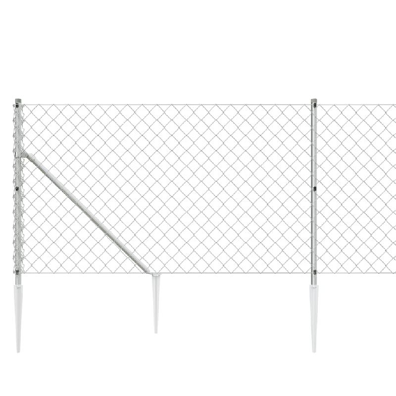 Vidaxl clôture à mailles losangées avec ancrage argenté 1,1x10 m 154018_2
