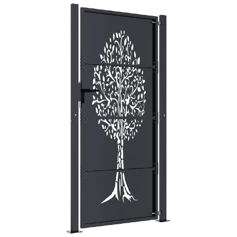 Vidaxl portail de jardin anthracite 105x180cm acier conception d'arbre 153158_2