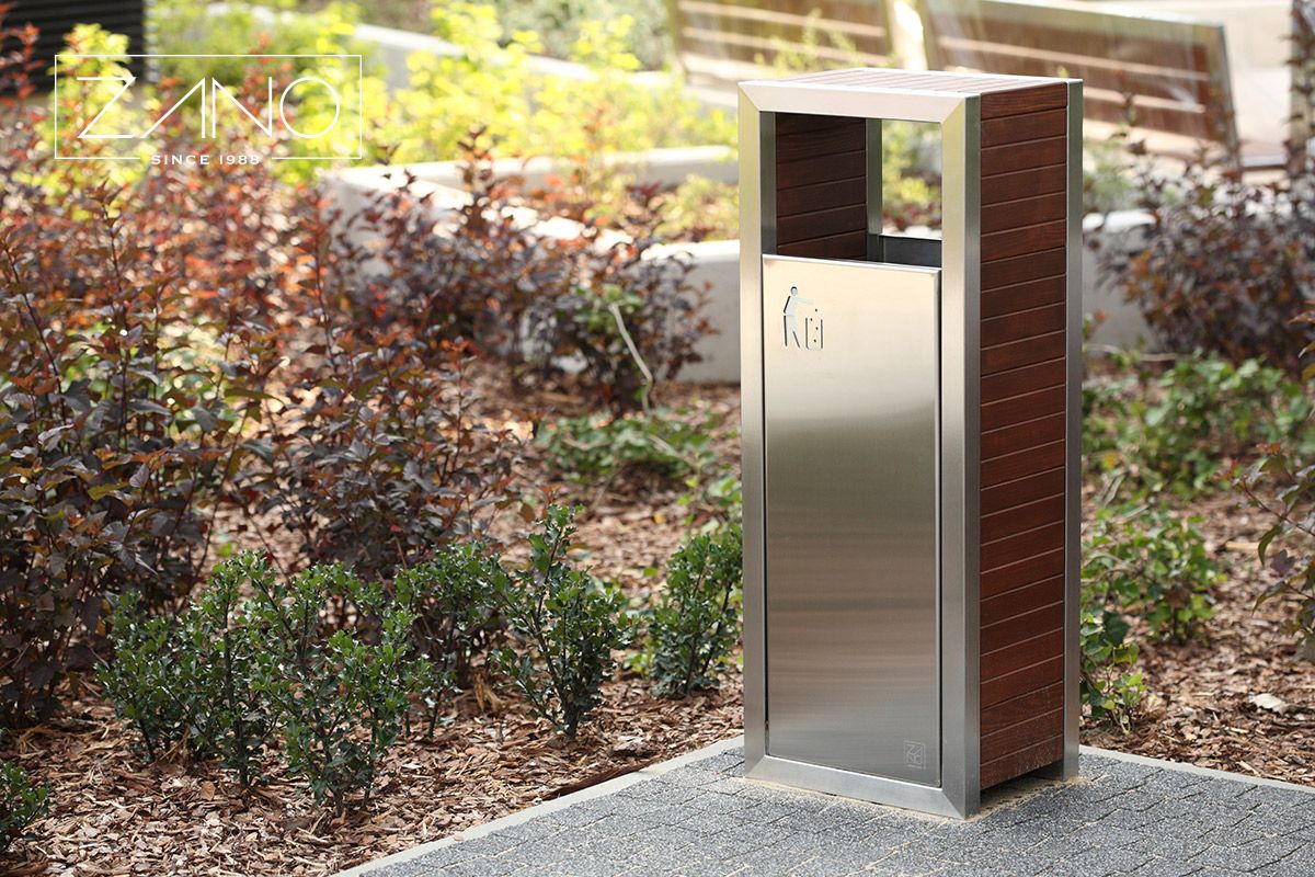 03.063.Sn - Poubelle publique Pavo Zano 52L - Design moderne, lattes bois et acier_2