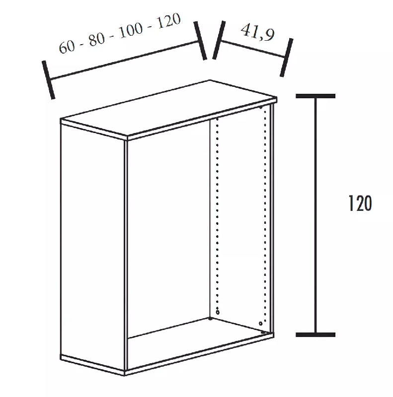 Armoire de rangement ouverte - 2 étagères - hauteur 120 cm (4 largeurs au choix) So Madrid_2