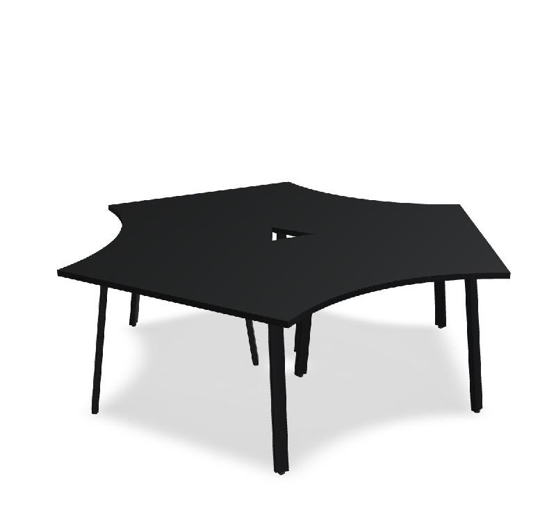 Bureau bench 3 personnes Ogi A - MDD. - Noir, Noir_2