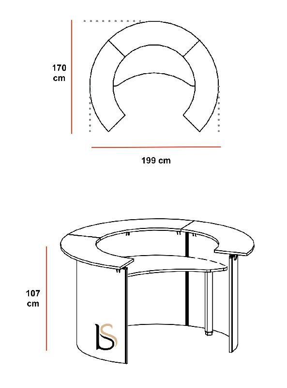 Banque d'accueil courbe ROCK - Mobel Linea. - Acacia clair_2
