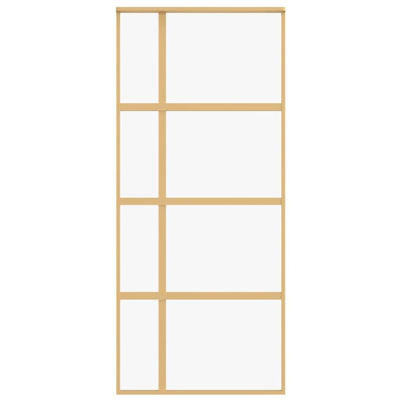 Vidaxl porte coulissante doré 90x205 cm verre esg clair et aluminium 155191_2