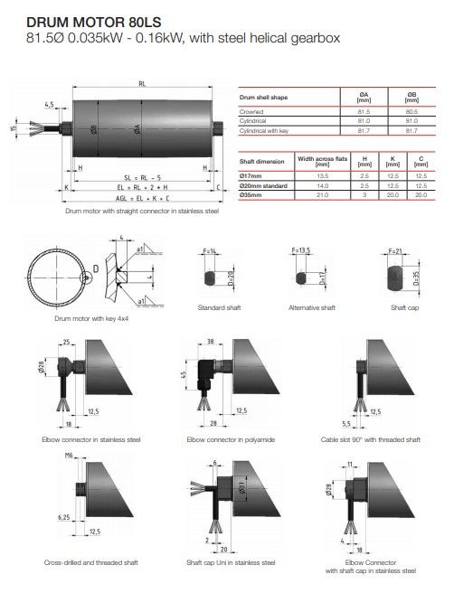 80LS - Tambours moteurs Rulmeca Holding S.p.A - Motorisation pour charges légères avec réducteur en acier_2