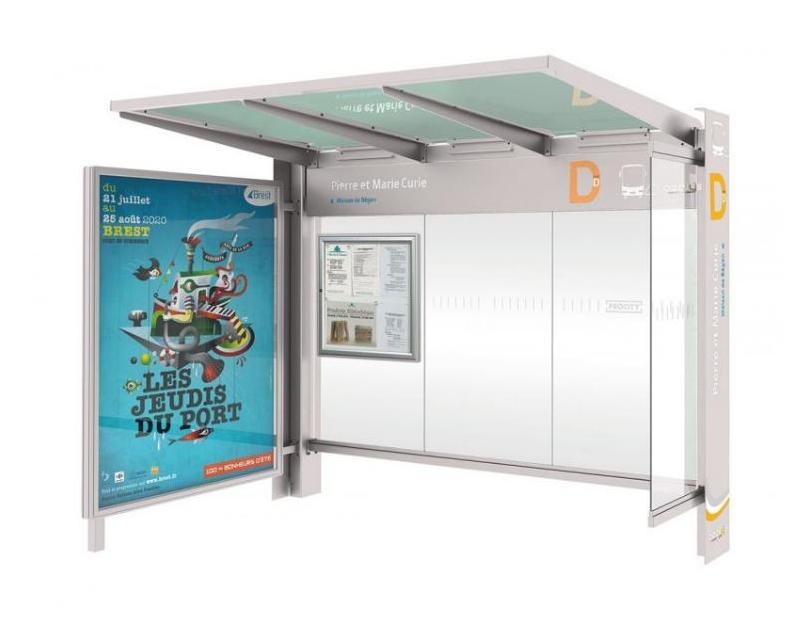 Abri Bus Premium - acier et polycarbonate avec vitrine horaire et d'information_2