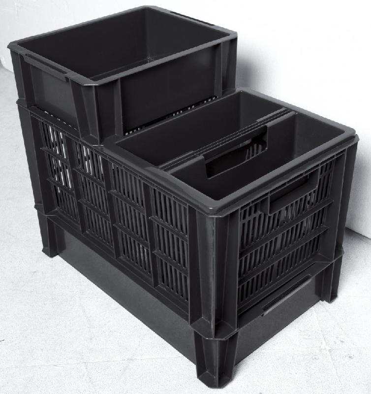 Bac de manutention en plastique anthracite - 35 x 27.5 x 12 cm - 8 L - Superposable et adapté au stockage alimentaire_2