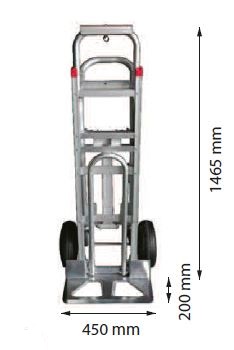 Diable / chariot aluminium 3 en 1 - STC3 - 250/350 kg - bavette rabattable - roues gonflables_2